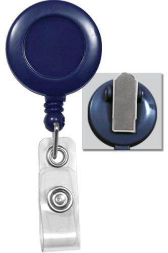 Blue Round Badge Reel - Spring Clip - Clear Vinyl Strap (100pk)