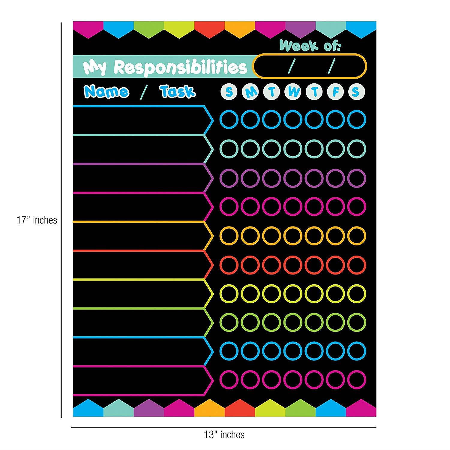 Best EXTRA LARGE 13 x 17-inch Dry Erase or Wet Erase Laminated Kids Magnetic Chore Responsibility Chart Planner & Organizer - Perfect for Refrigerators Keep Track of Kids Chores, Tasks, To Do&rsquo;s