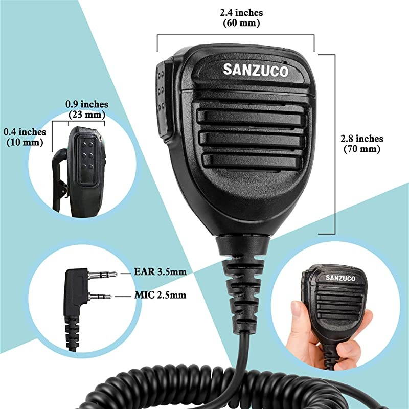 Waterproof Shoulder PTT Speaker Mic with Reinforced Cable and Case  2 Pin KType Handheld Speaking Microphone for Retevis Baofeng Kenwood Walkie Talkies and Most TwoWay Radios 1 Pack