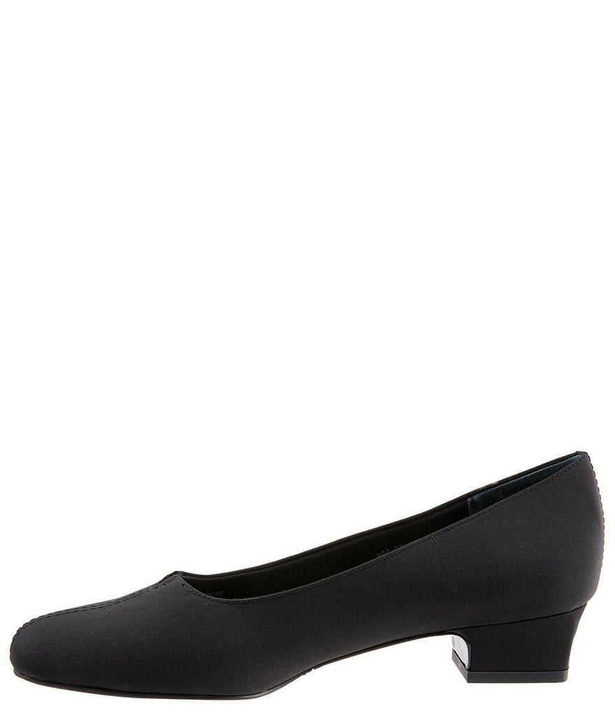 Trotters Doris Micro Textile Block Heel Pumps