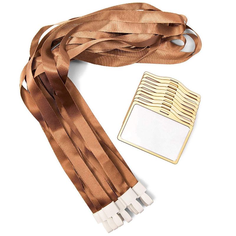 Juvale ID Badge Holder with Lanyard, Horizontal (Aluminum, Gold, Pack of 10)
