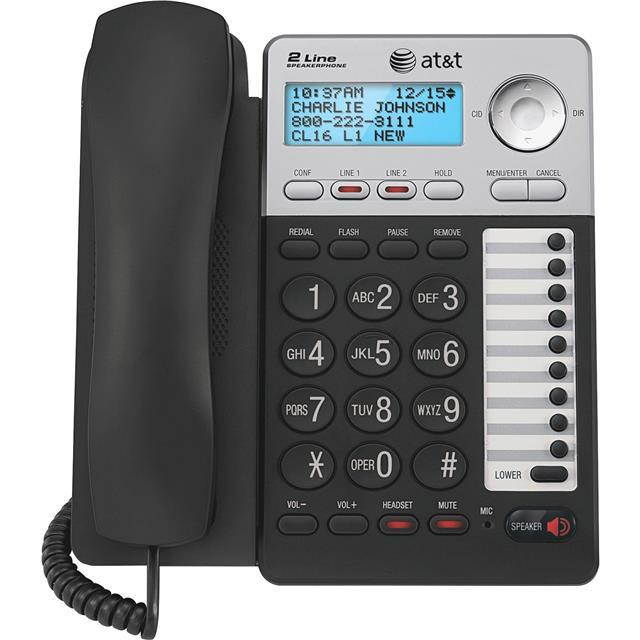 AT&T ML17929 Standard Phone - Silver - 2 x Phone Line - Speakerphone - Backlight