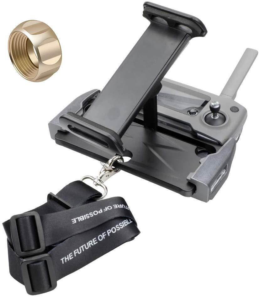 Hanatora Aluminum-Alloy Tablet Holder with Metal Nut Ring,Foldable 4-11 Inch Phone Mount with Lanyard Strap for DJI Mavic Mini,Mavic 2 Pro/Zoom, DJI Mavic Air/Spark/Mavic Pro/Platinum Remote Control