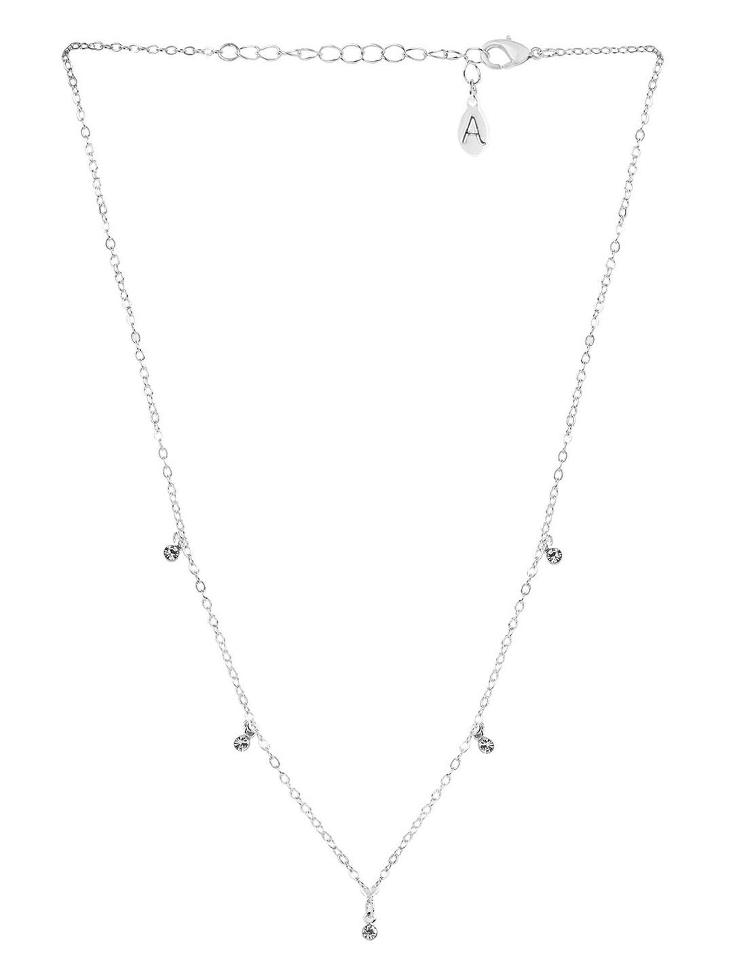 Accessorize London Silver Heart Station Necklace for Women