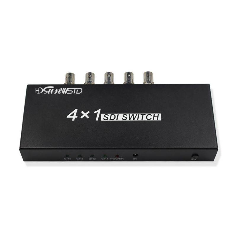 SDI Switch 4x1 4 Channels SDI Signal to 1 SDI Signal Channel Support Full-HD SDI Signal (4 Input and 1Output)-Black