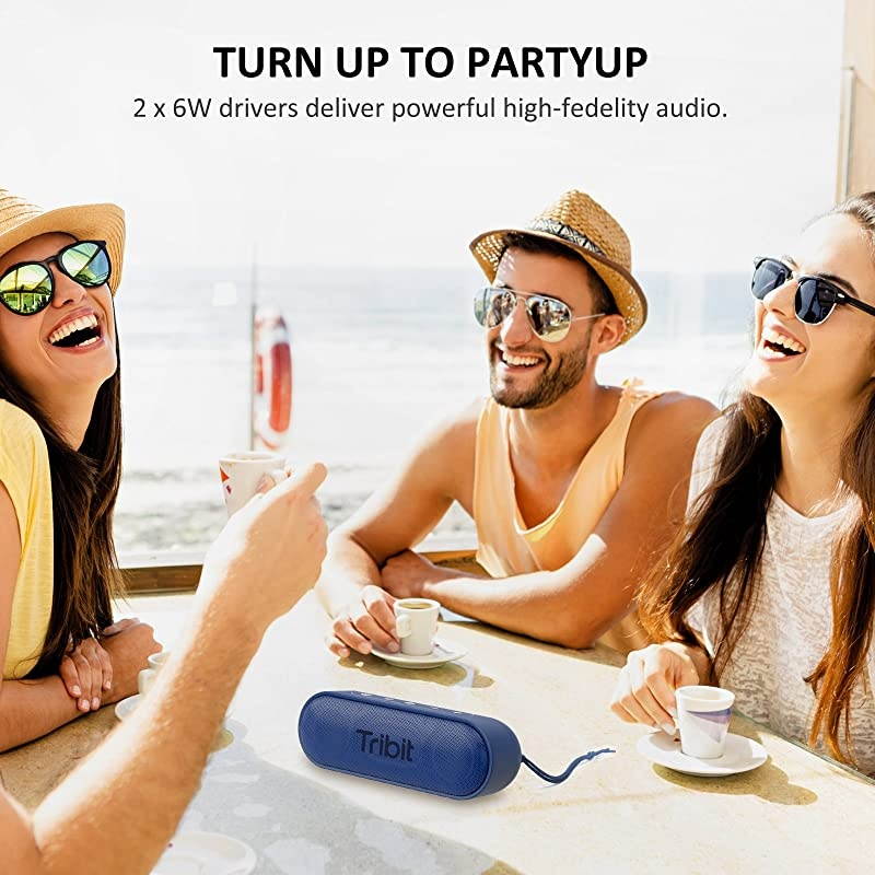 XSound Go Bluetooth Speaker with 16W Loud Sound & Rich Bass, 24H Playtime, IPX7 Waterproof, Wireless Stereo Pairing, USB-C, Portable Wireless Speaker for Home, Outdoors, Travel (Blue)