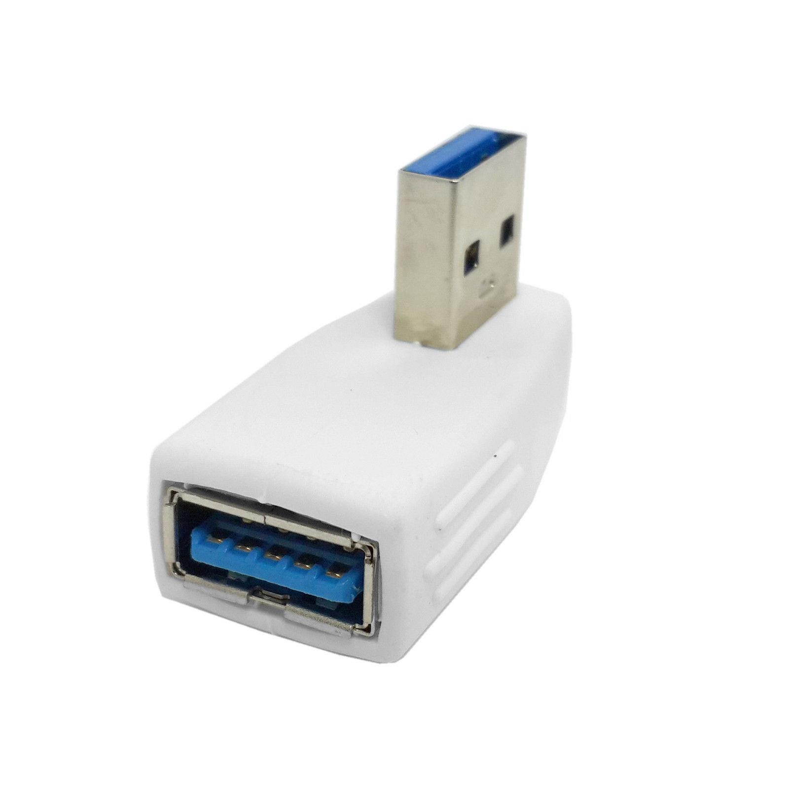White 90d USB 3.0 male to Female vertical left Angled Adapter for retina Macbook