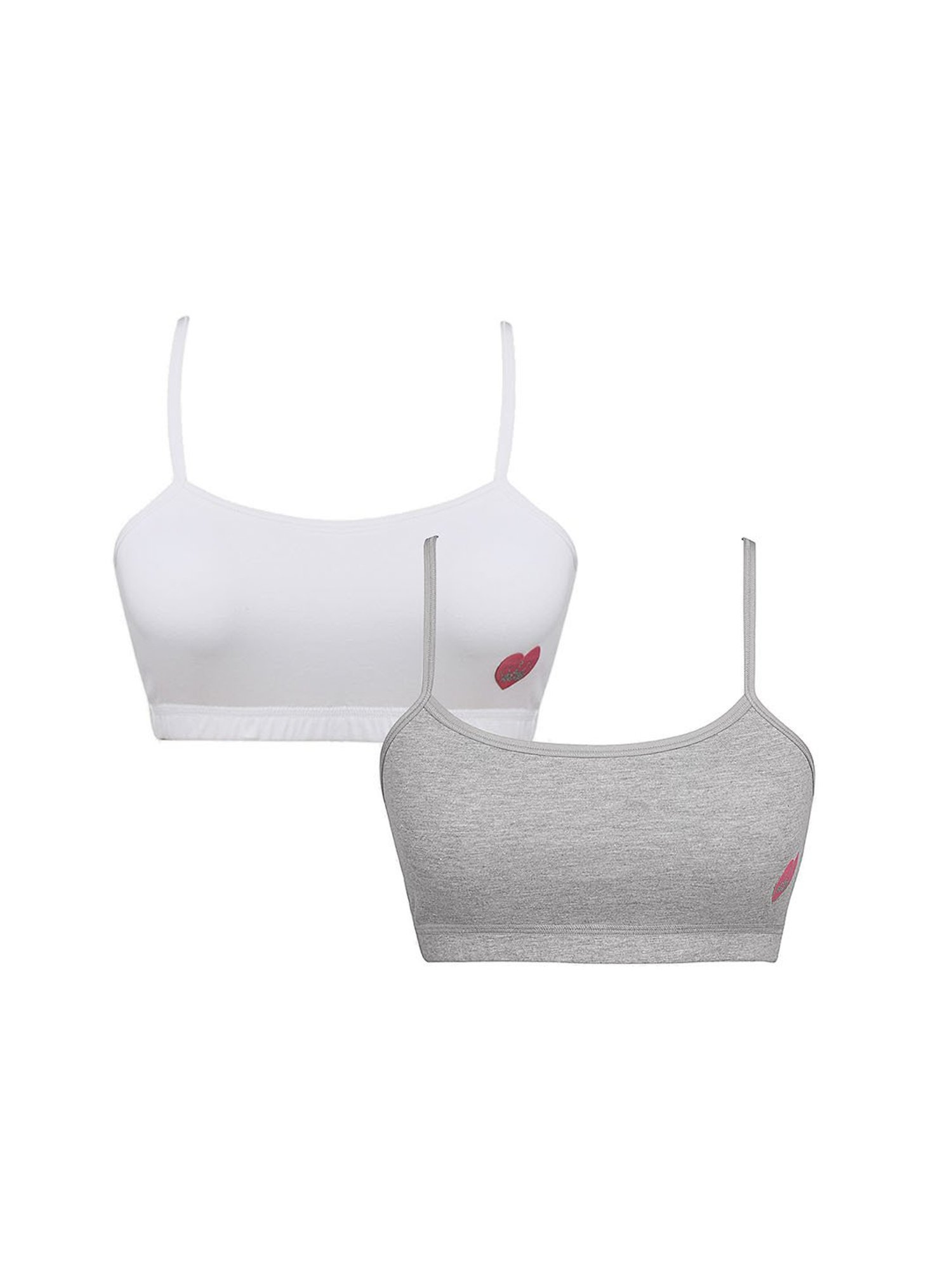 Sillysally Kids Solid White & Grey Bra (Pack Of 2)