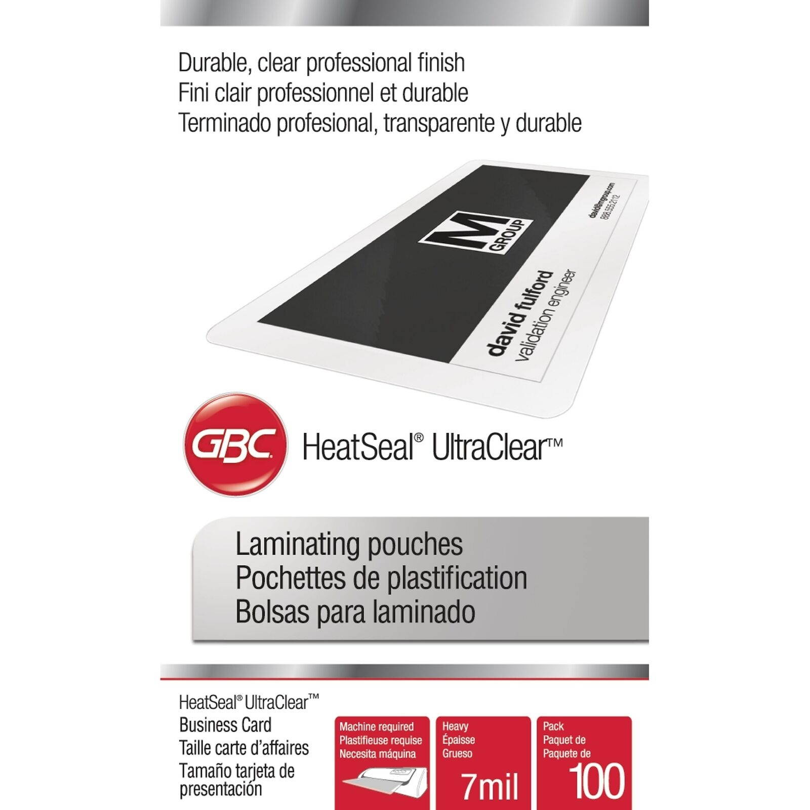 GBC HeatSeal UltraClear Thermal Pouches Business Card 426106