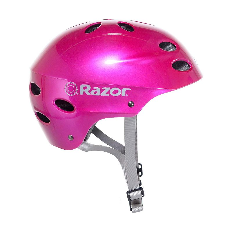 Razor 97956 V-12 Youth Kids Safety Multi Sport Bicycle Helmet For Children with 17 Cooling Vents, Adjustable Strap, and Padding, Pink