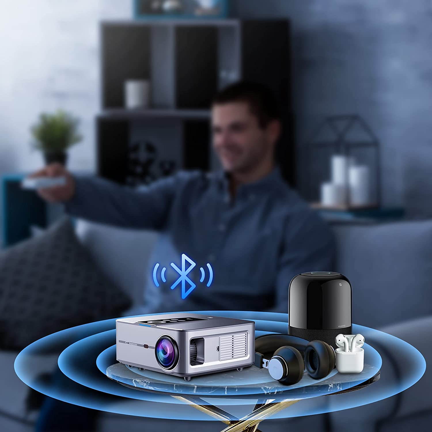 Artlii Play3 Smart Projector 340 ANSI with Android 10 System, Google Voice Assistant, 5G WiFi and Bluetooth Projector 1080P Support 4K, Outdoor Movie Projector, &plusmn;45&deg;4D Keystone Correction,Support AC-3