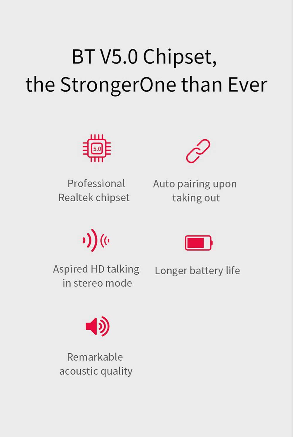 QCY T1 TWS Dual Bluetooth 5.0 Earphones with Mic Charging Box Noise Reduction - Black