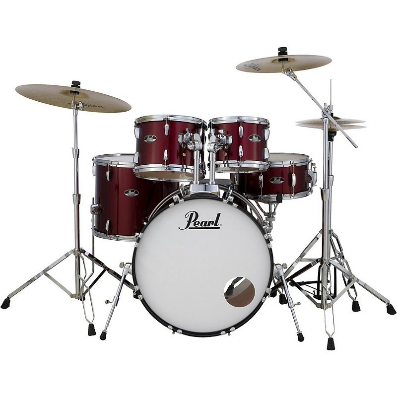 Pearl Roadshow 5-Piece Drum Set with Hardware and Zildjian Planet Z Cymbals Red Wine