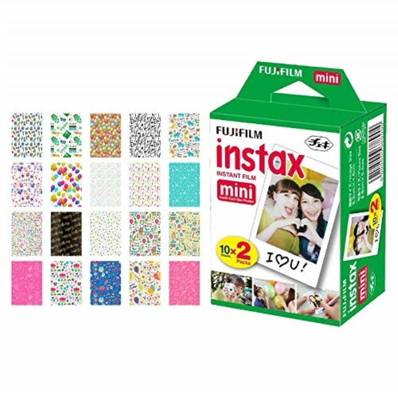 fujifilm instax mini instant film 20 exposures + 20 sticker frames for fuji instax prints birthday package