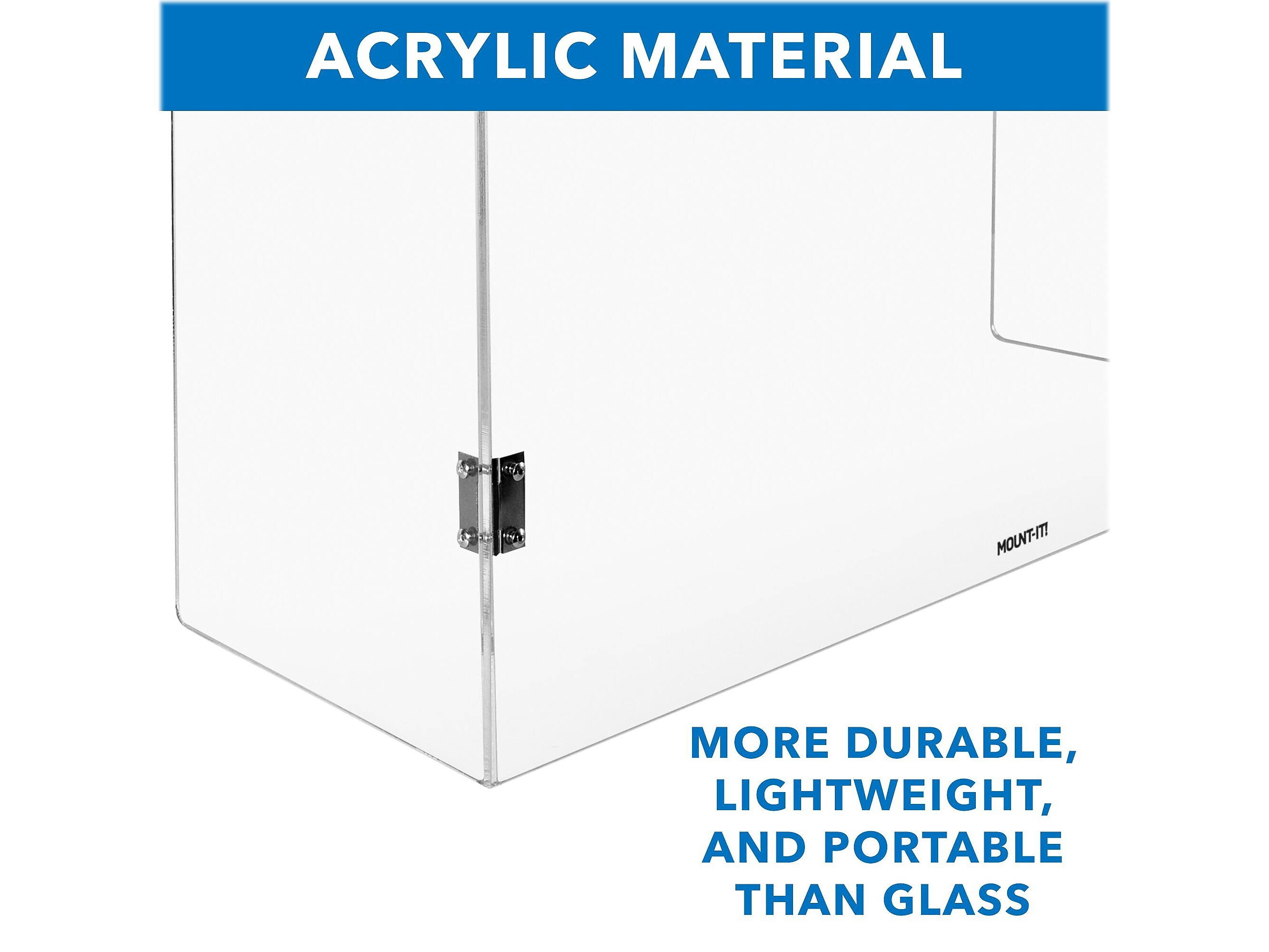 Mount-It! Acrylic Protective Sneeze Guard 27.6" x 19.7" x 25.6" | Foldable Clear Plexiglass