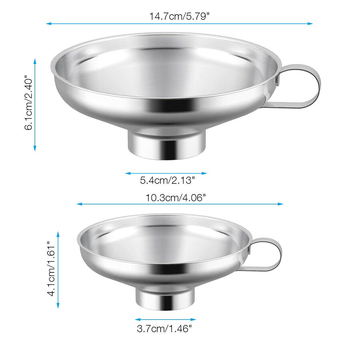 2pcs/set Stainless Steel Kitchen Canning Funnel for Wide and Regular Jars