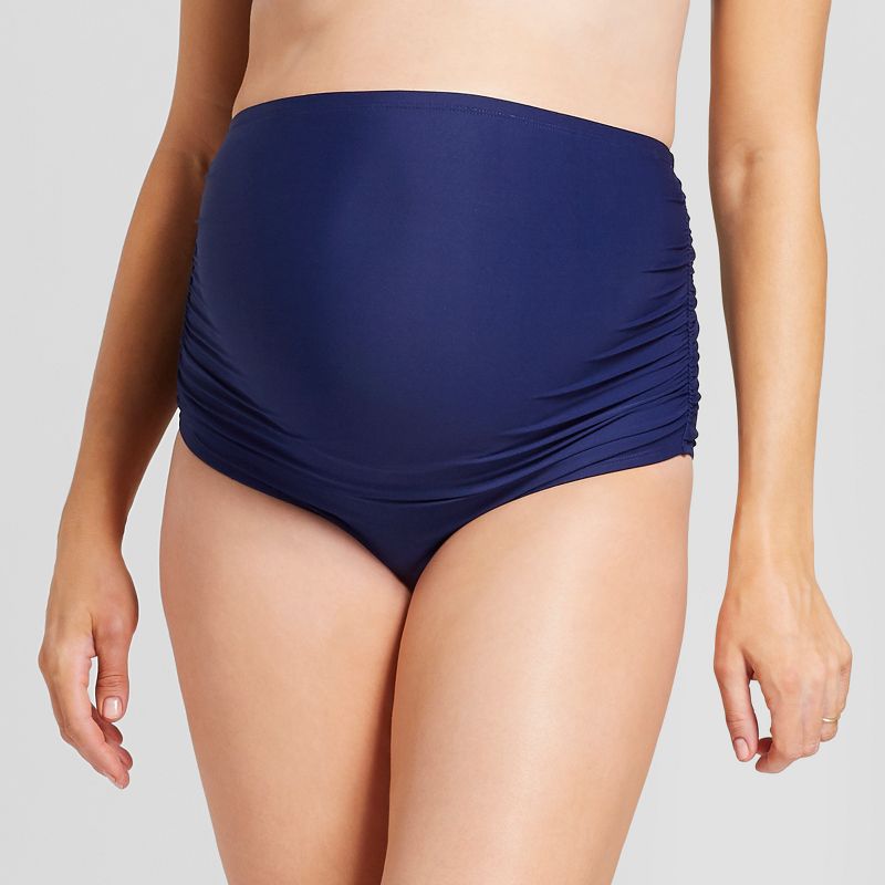 Maternity High Waisted Side Ruched Brief - Sea Angel - Navy M