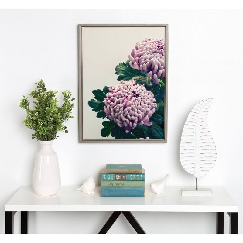 18" x 24" Sylvie Chrysanthemum Framed Canvas by F2 Images Gray - Kate and Laurel
