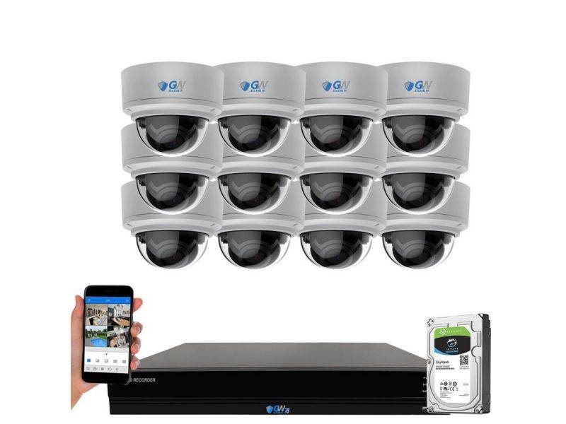 GW Security 4K (8MP) Smart AI Color Night Vision Security Camera System, 32 Channel H.265+ 8MP NVR, 32 x UltraHD 4K POE Microphone 2.8-12mm Varifocal Lens Human Detection Dome Camera