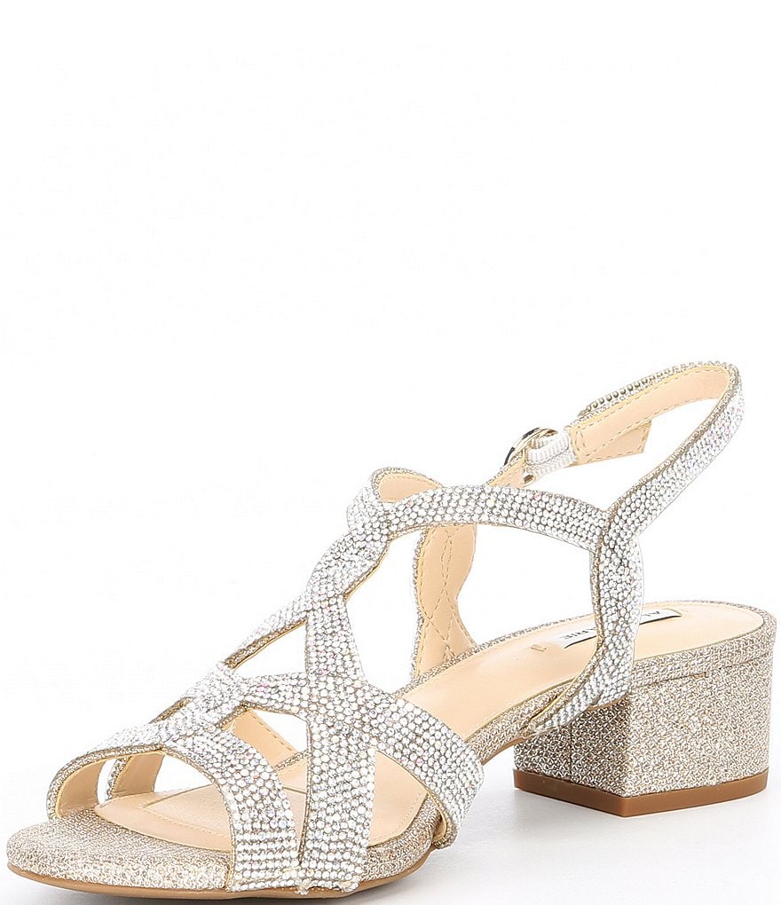 Alex Marie Crennan Rhinestone Strappy Block Heel Dress Sandals
