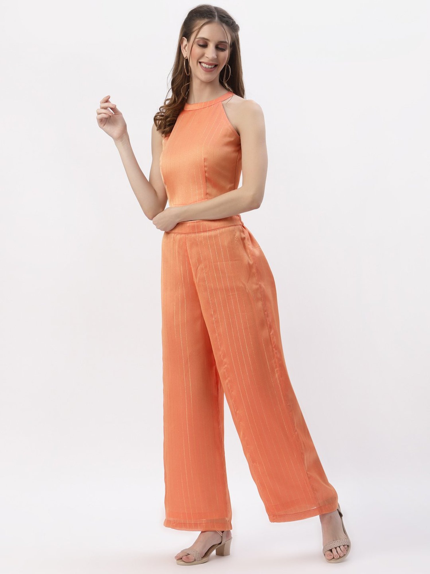 studiorasa Orange Striped Top Palazzo Set
