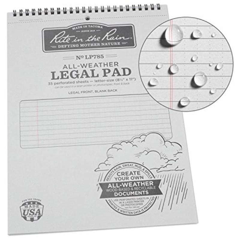 Rite in the Rain All Weather Legal Pad,Wirebound  LP785