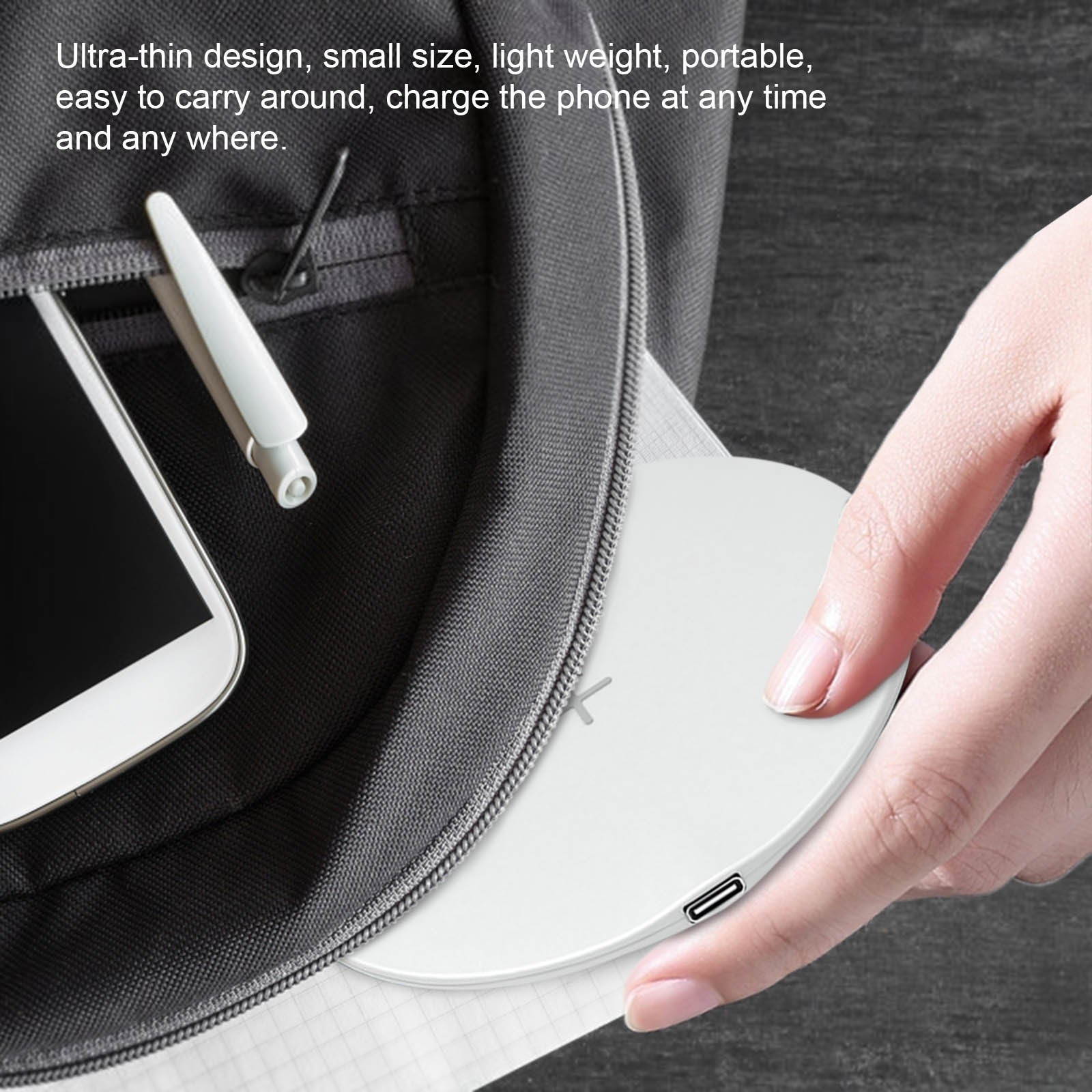 Portable Aluminum Alloy Ultra-thin Round Shape Qi Standard Wireless Charger