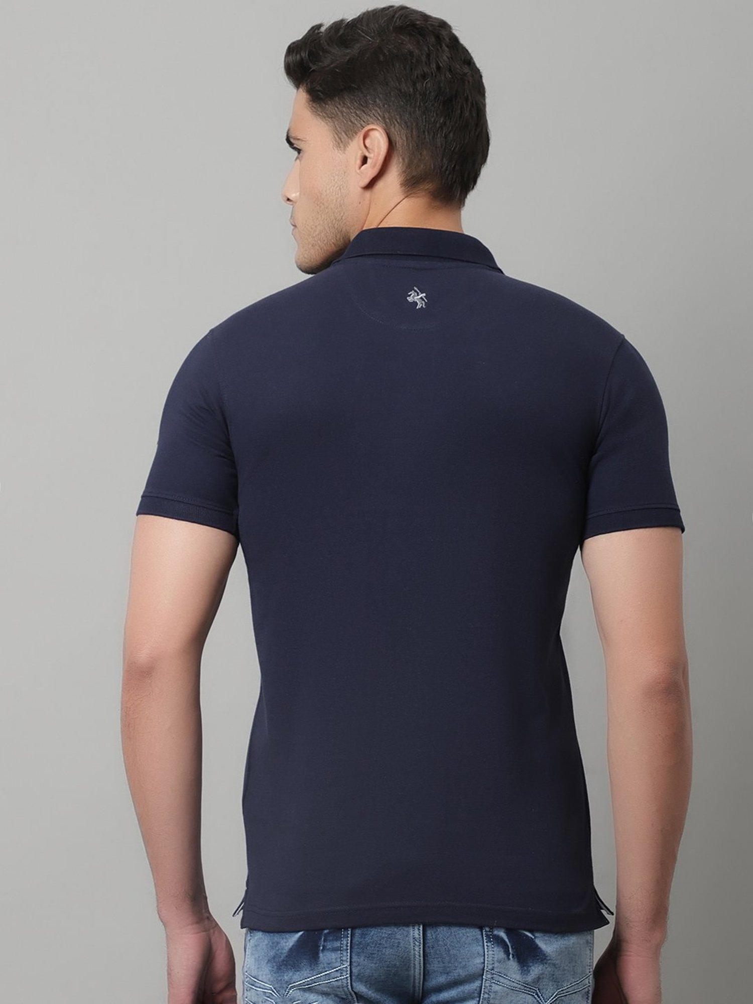 Cantabil Navy Regular Fit Polo T-Shirt