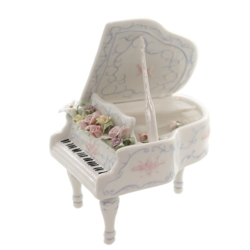 Figurine 7.5" Grand Piano Keys Flowers Music  -  Decorative Figurines