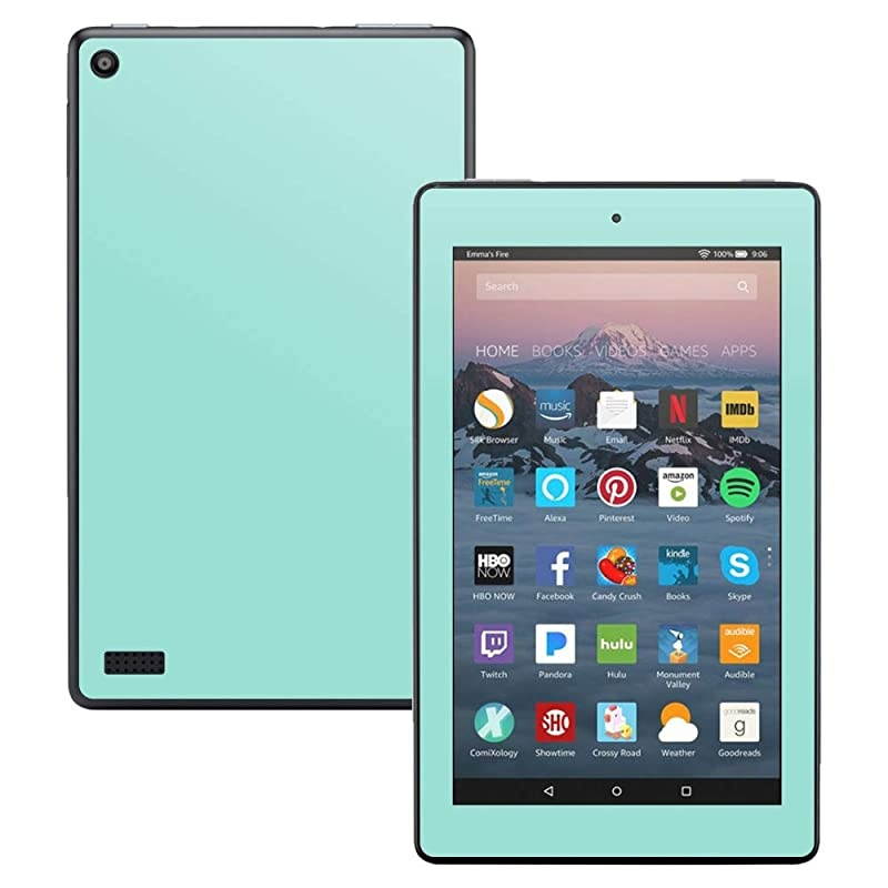 Skin Compatible with  Kindle Fire 7 (2017) - Solid Seafoam | Protective, Durable, and Unique Vinyl Decal wrap Cover | Easy to Apply, Remove, and Change Styles | Made in The USA