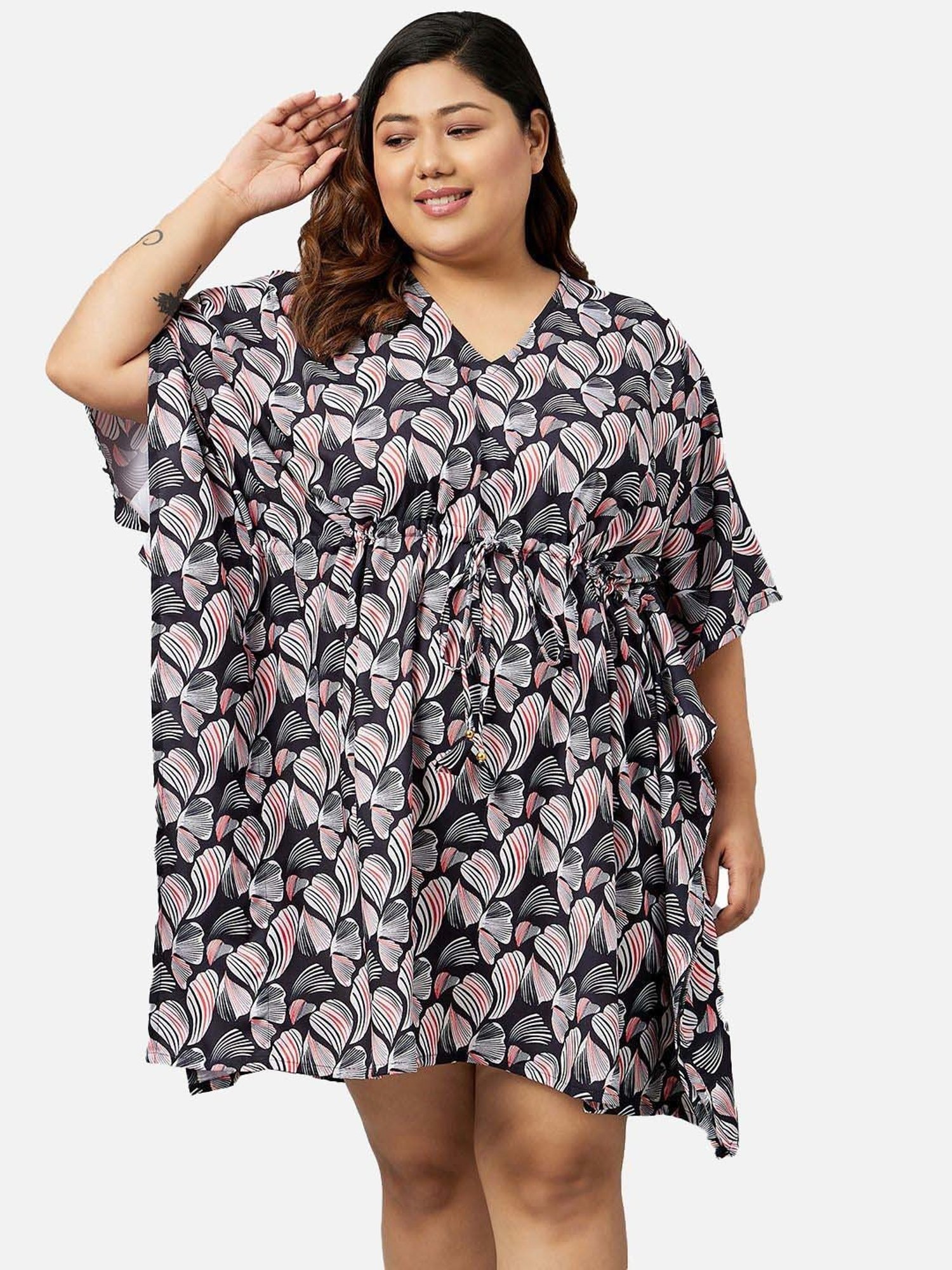 Secrets By ZeroKaata Black Printed Kaftan