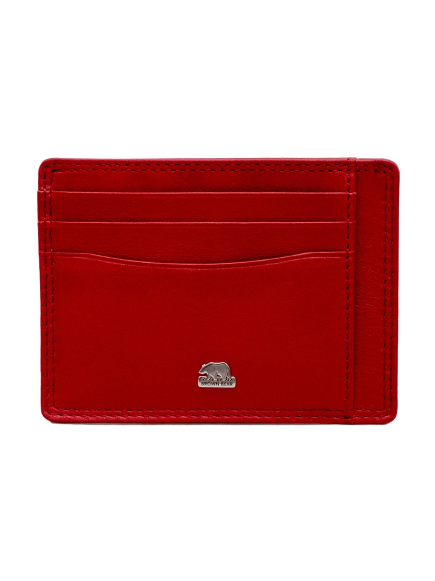 BROWN BEAR Red Genuine Leather RFID Blocking Slim Card Holder for Men
