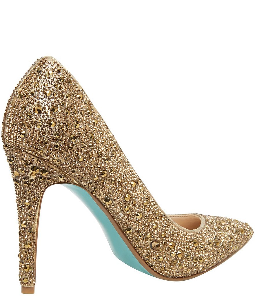Blue by Betsey Johnson Hazil Jeweled d'Orsay Pointed Toe Stiletto Pumps