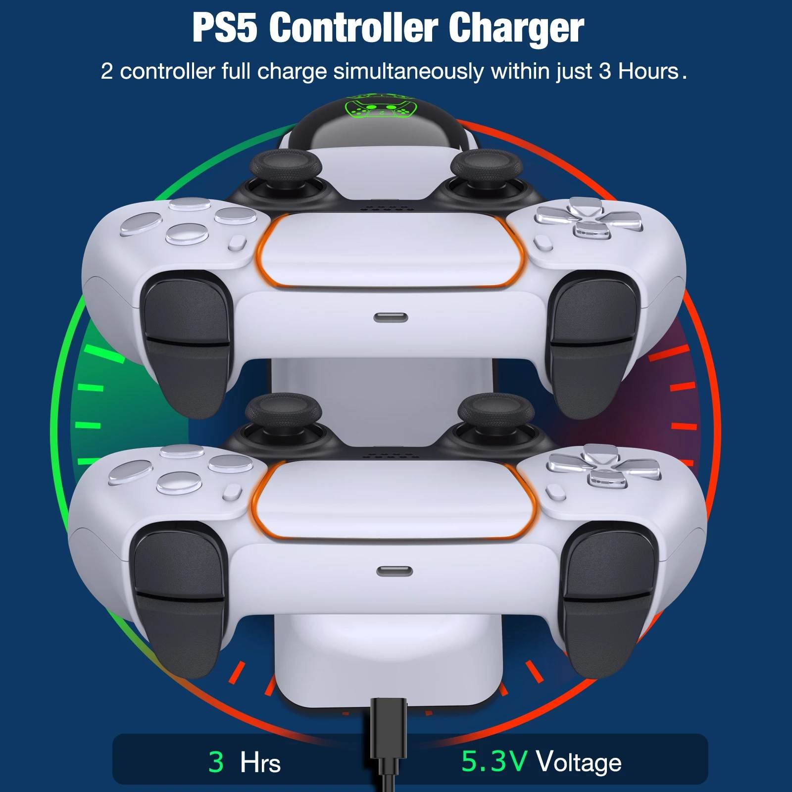 Charger For PS5 Controller Dual Fast Type C Charging Cable Dock Station For Sony Playstation 5 Game Joystick For PS5 Accessories