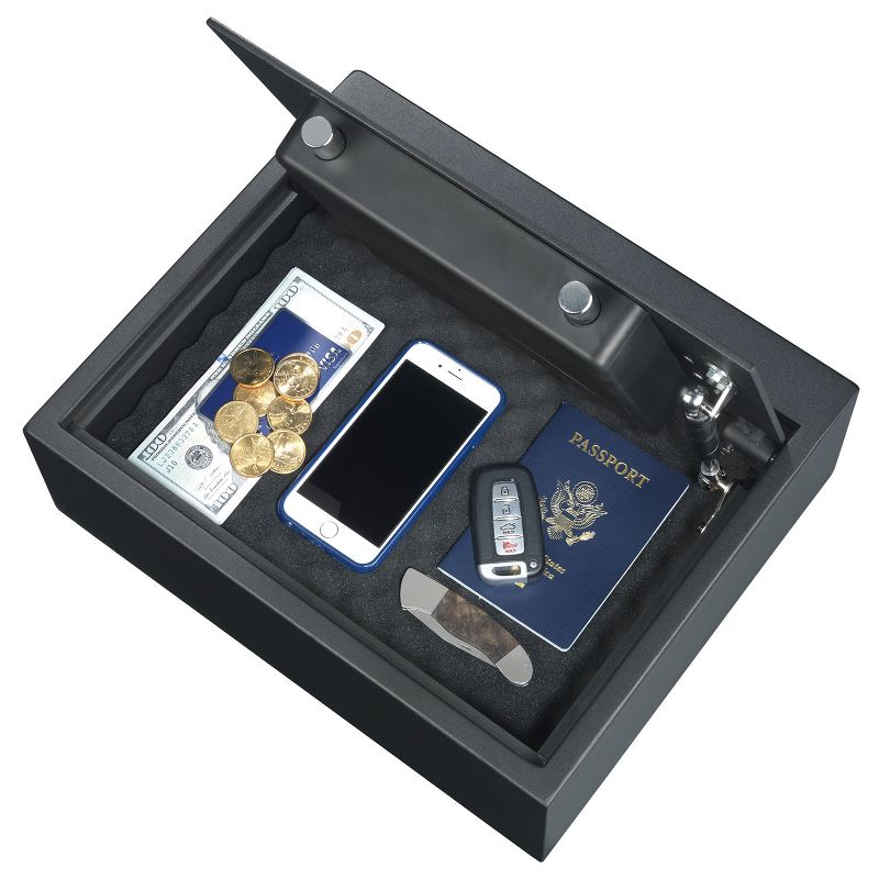 Stack-On Compact Steel Construction Drawer Safe for Jewelry, Cash, or Firearms with Electronic Lock and Mounting Hardware, Medium