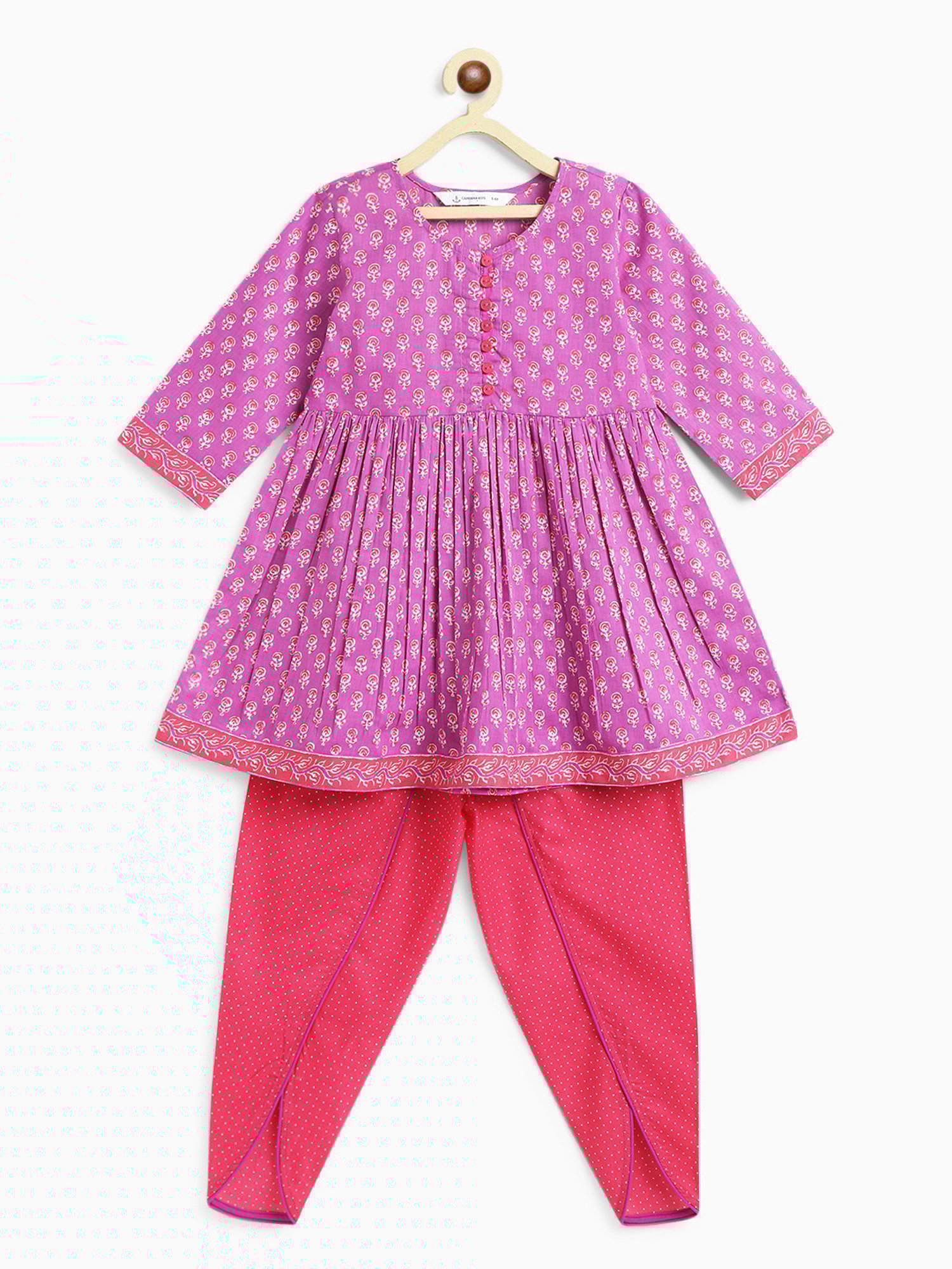 Campana Kids Purple & Pink Printed Kurta with Dhoti