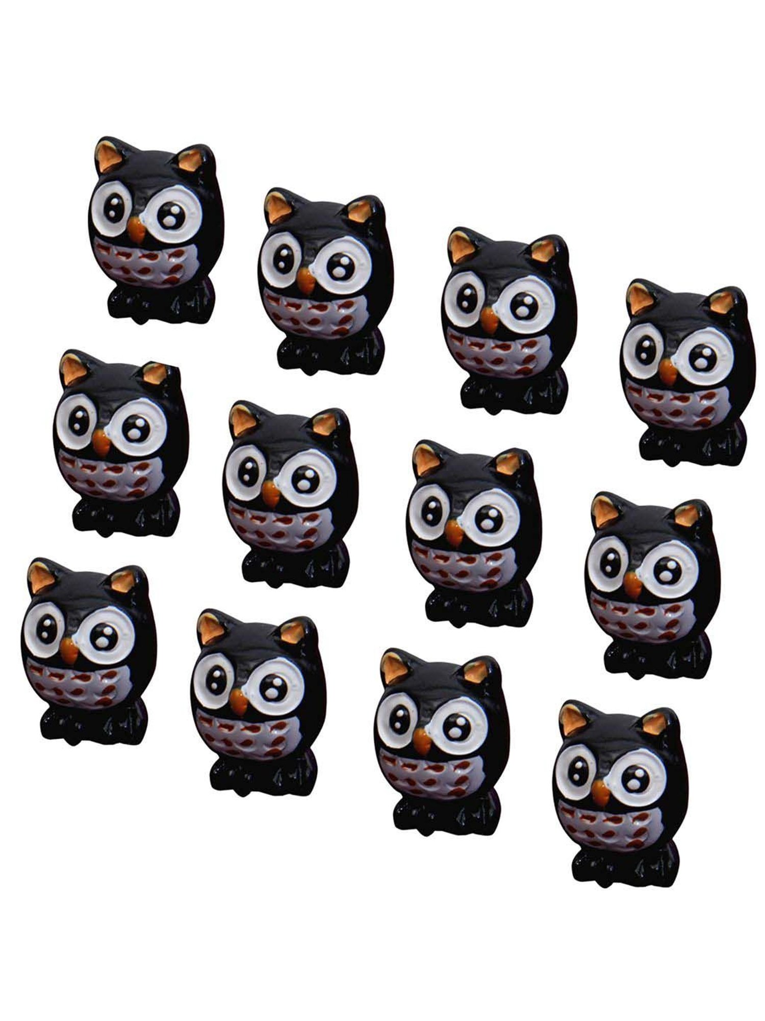 Tayhaa Black Plastic Toy Owl Showpiece - Set of 12