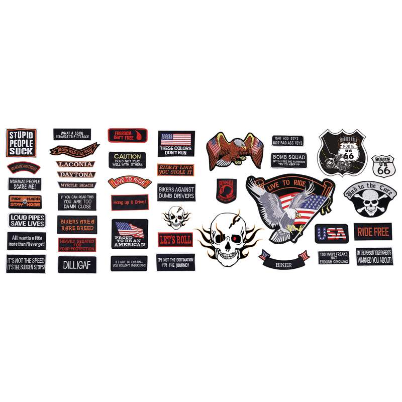 Diamond Plate™ 42pc Embroidered Motorcycle Patch Set