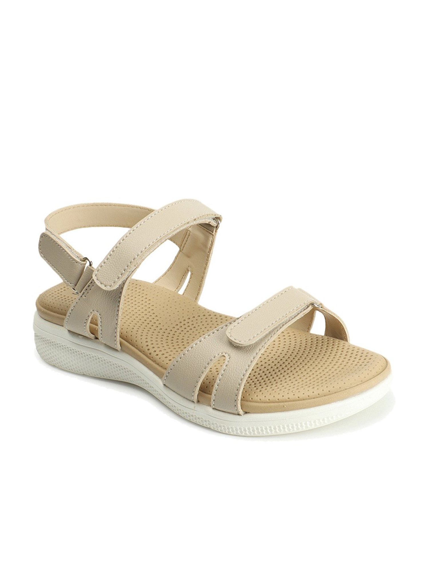 CL Sports by Carlton London Women's Beige Ankle Strap Wedges