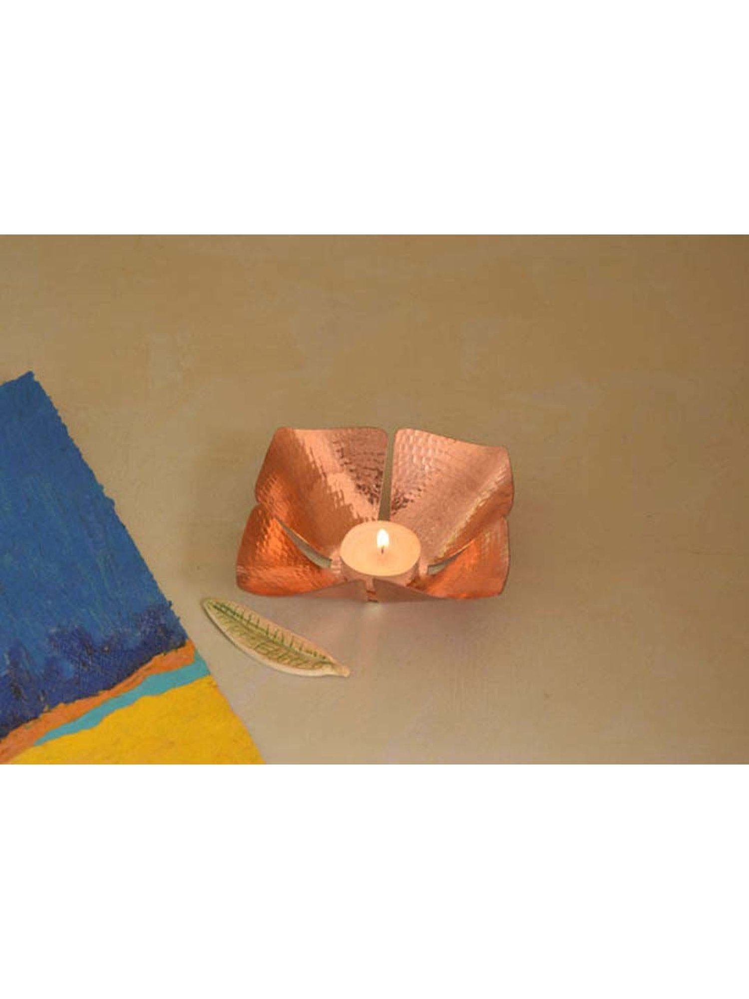 COPPRE Foliole Copper Tea Light Holder - Set of 1