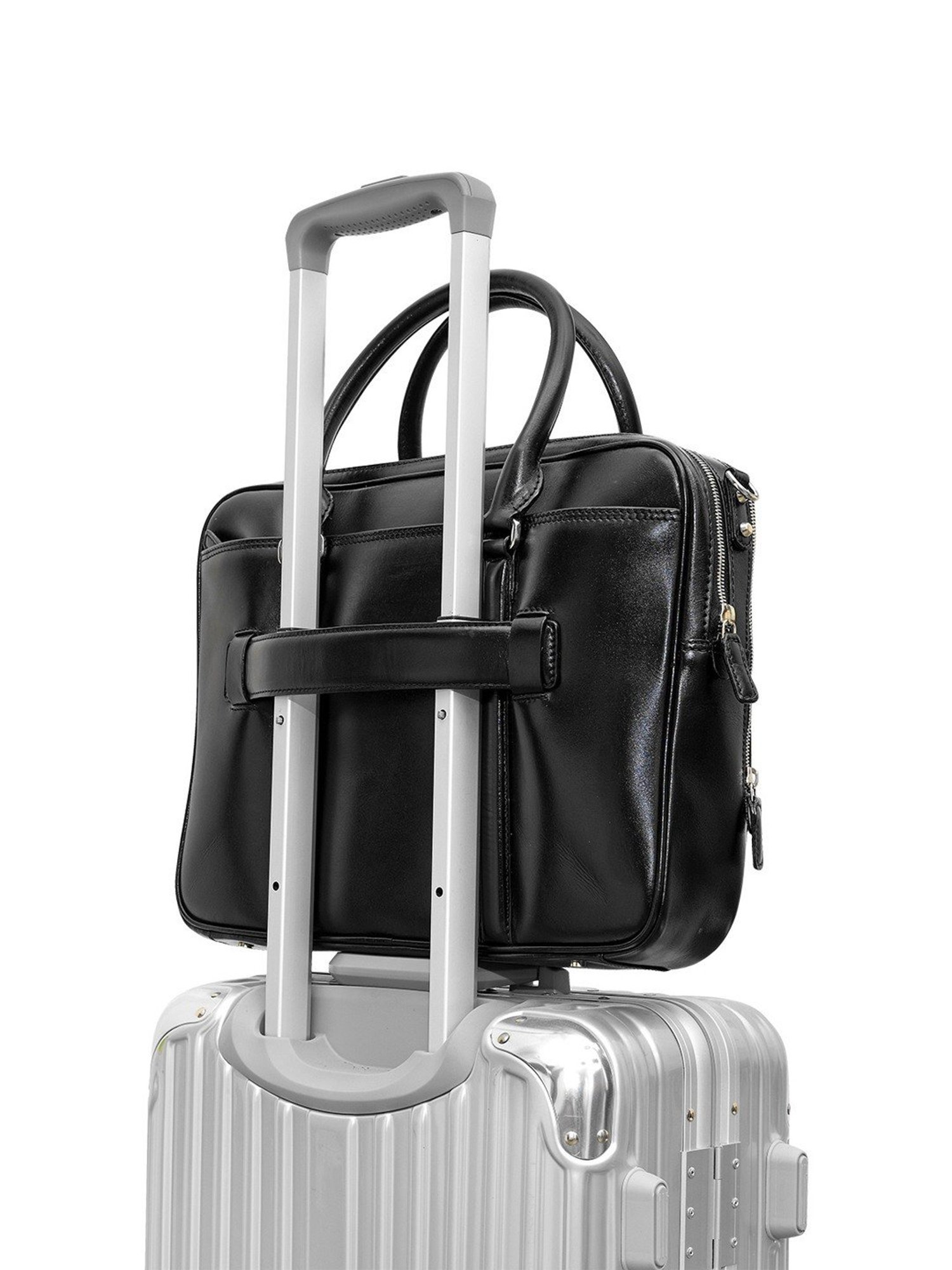 Eske Black Leather Large Messenger Bag