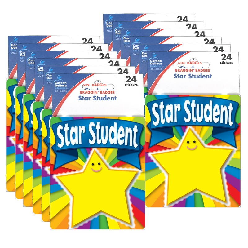 CARSON DELLOSA EDUCATION (12 PK) STAR STUDENT STICKERS 168056BN