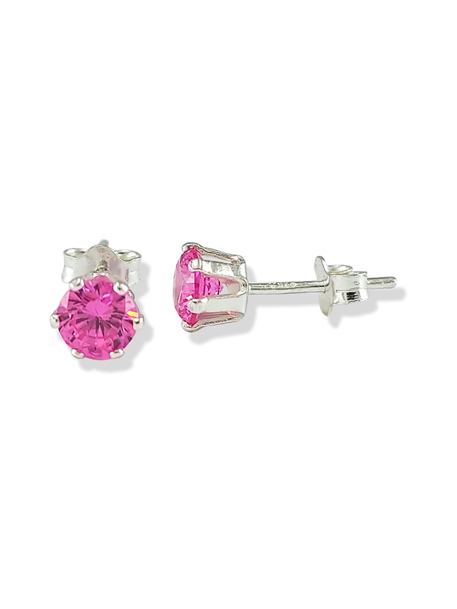 Taraash 92.5 Sterling Silver Pink Solitaire CZ Stud Earrings for Women