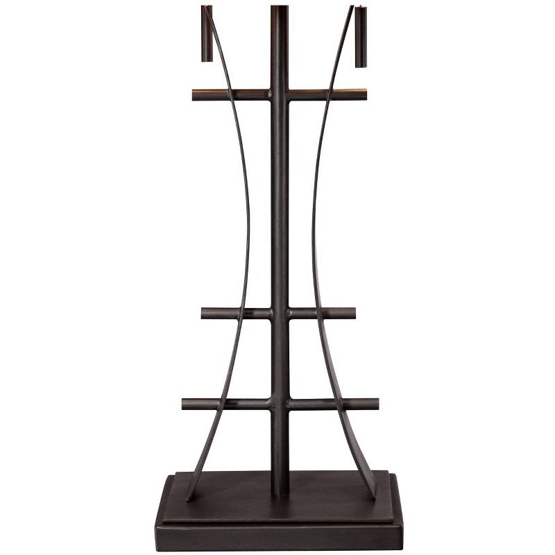 Robert Louis Tiffany Mission Table Lamp Iron Bronze Geometric Stained Glass Art Shade for Living Room Family Bedroom Bedside