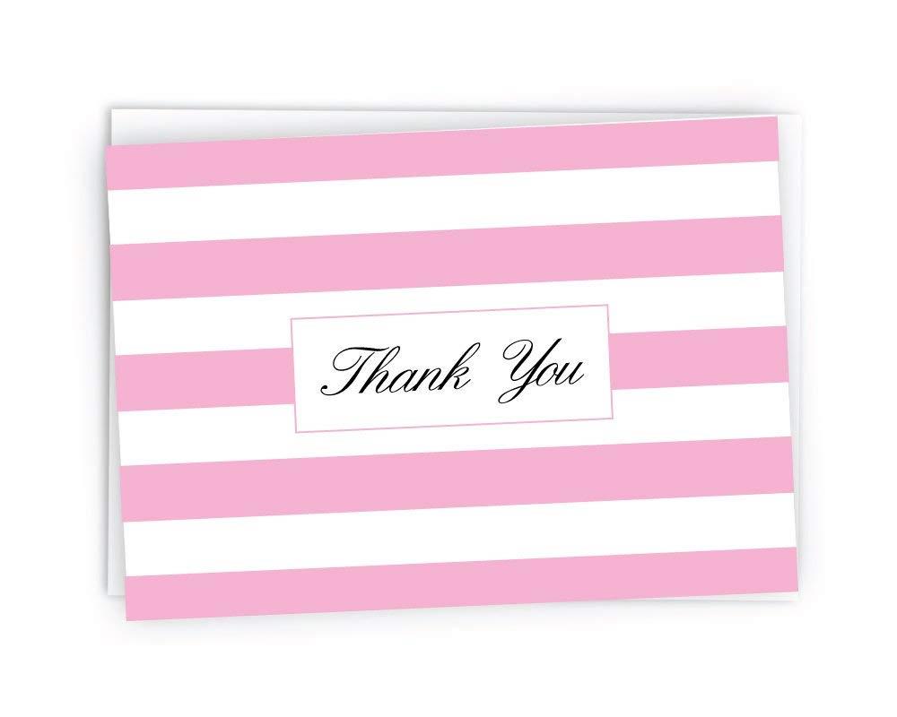 Classic Striped Thank You Cards - 48 Cards & Envelopes