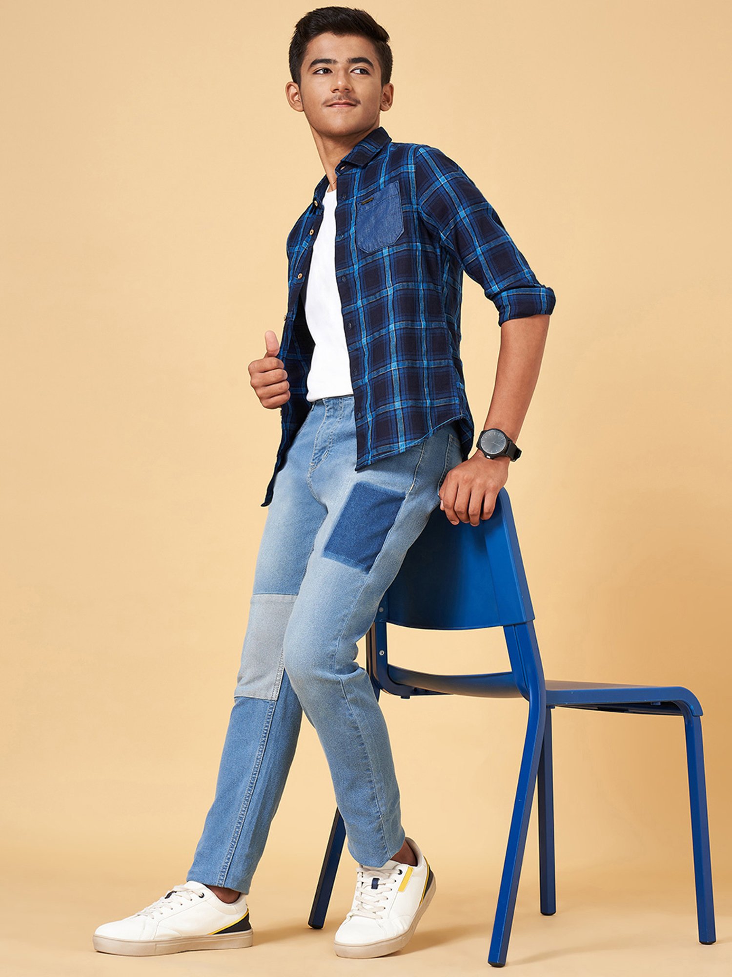 Coolsters by Pantaloons Kids Indigo Checks Full Sleeves Shirt