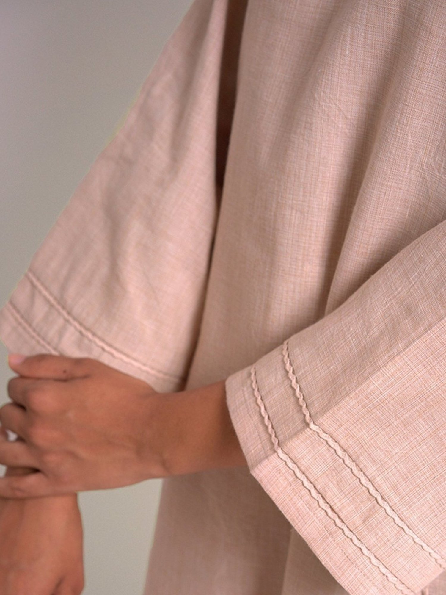 Ganga Fashions Beige Cotton Woven Kurta With Cotton Bottom