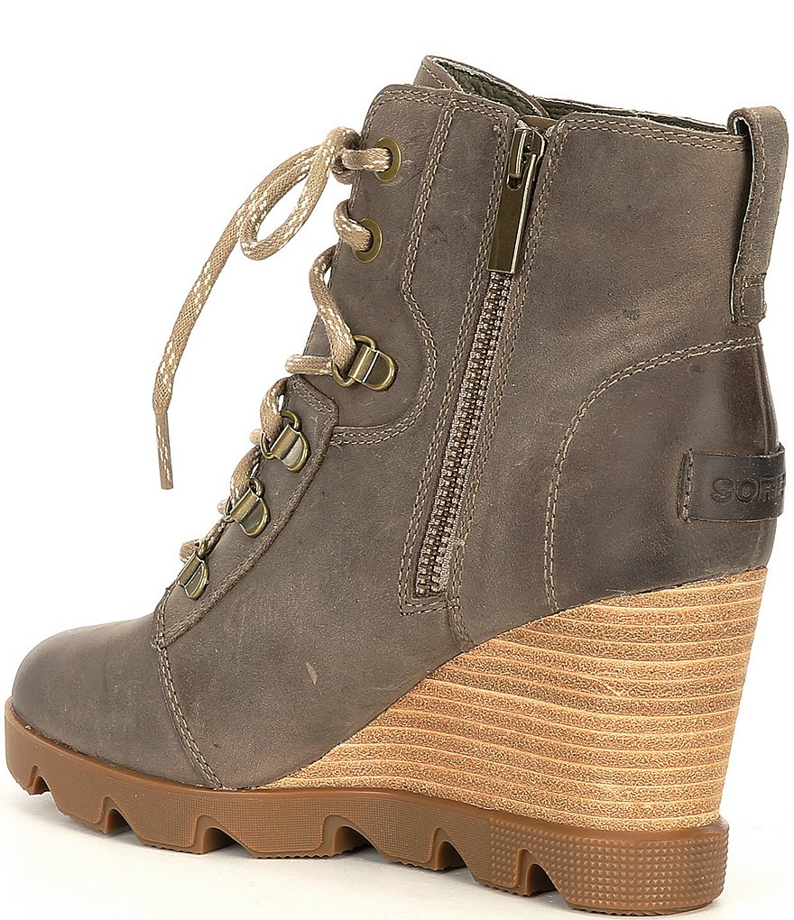 Sorel Joan Uptown Lace Waterproof Leather Wedge Lug Sole Booties