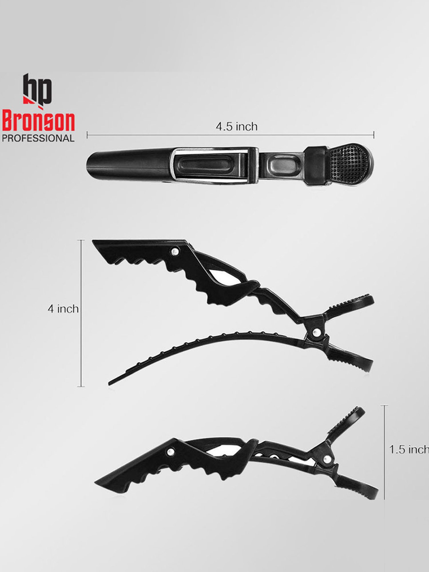 Bronson Professional Crocodile Hair Clips - Set of 5