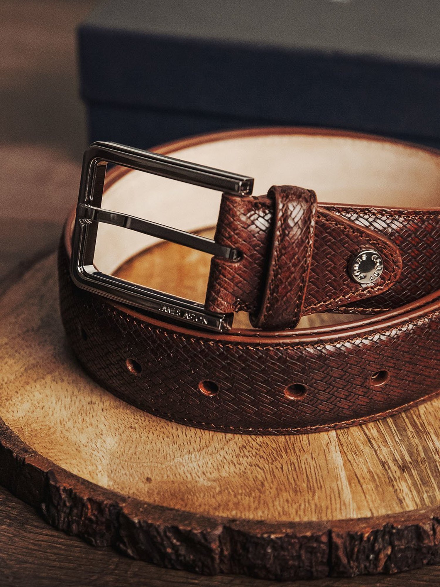 James Aston Brown Leather Waist Belt for Men